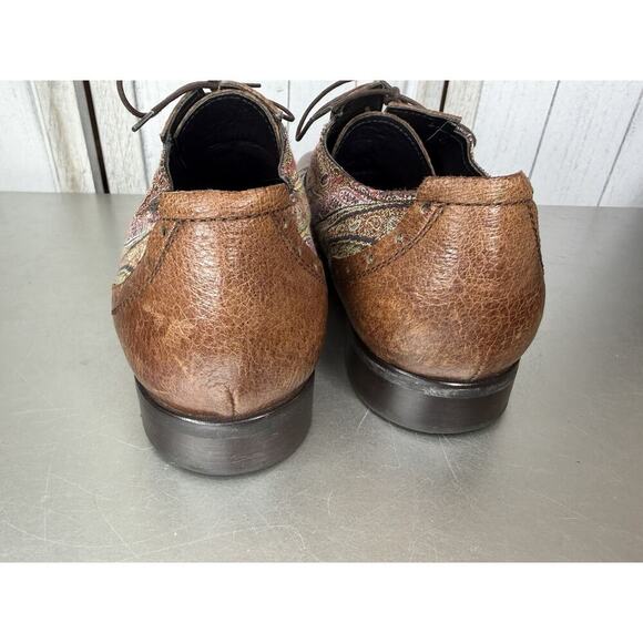 Etro Paisley Shoes Oxford Derby Leather & Multicolor Paisley Size 42 US 9 main image 4